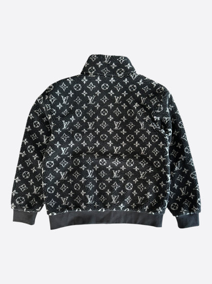 Louis Vuitton Black & Grey Monogram Fleece Zip Up Jacket