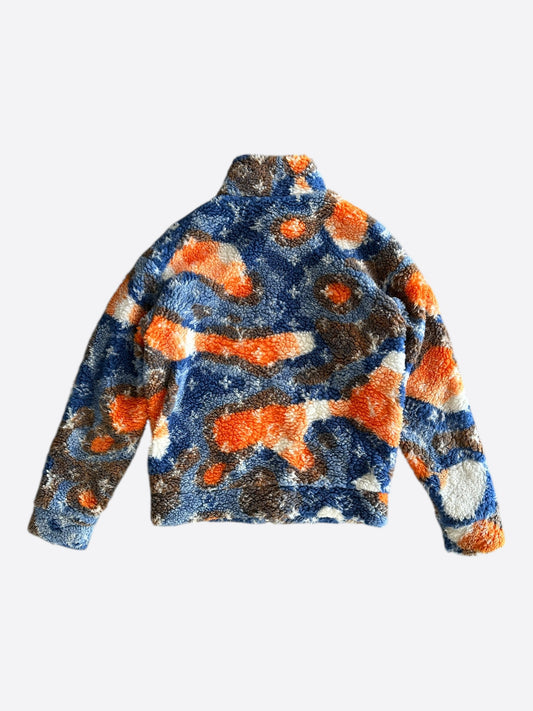 Louis Vuitton Blue & Orange Camo Monogram Fleece Zip Up Jacket