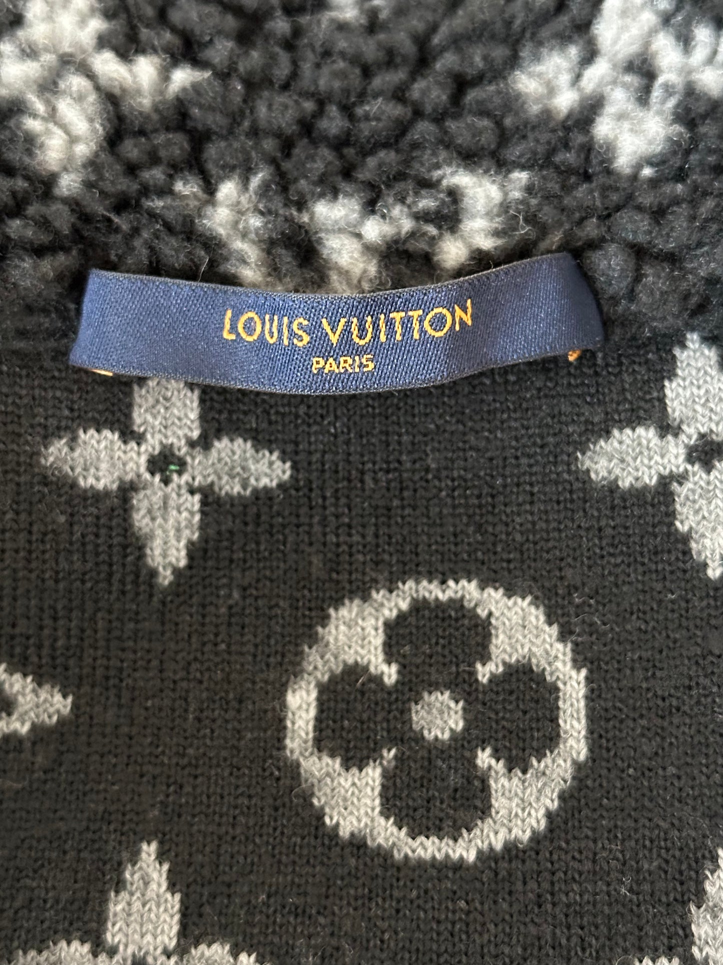 Louis Vuitton Black & Grey Monogram Fleece Zip Up Jacket