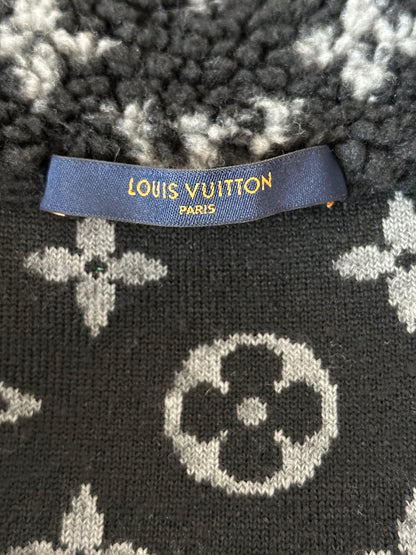 Louis Vuitton Black & Grey Monogram Fleece Zip Up Jacket