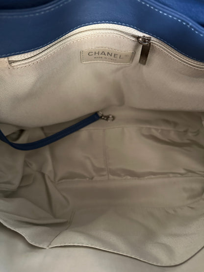 Chanel Navy Lambskin Quilted Chain Around Maxi Flap Bag