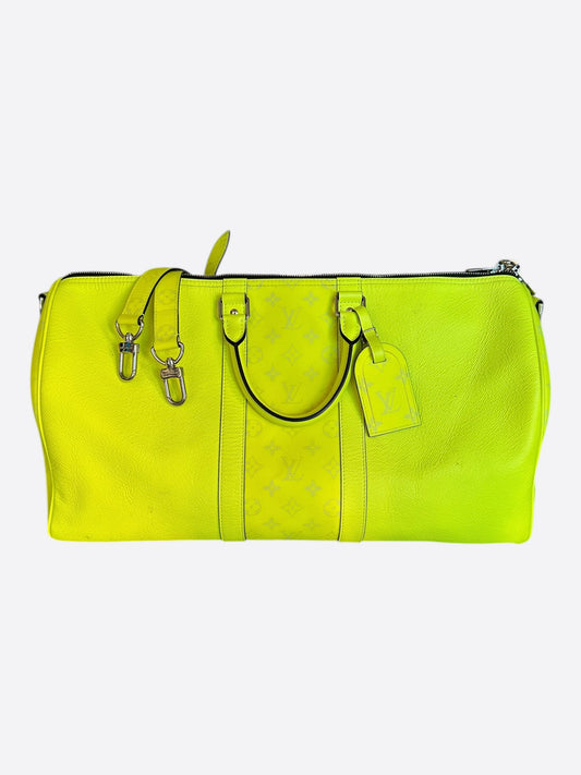 Louis Vuitton Yellow Taigarama Monogram Keepall 50