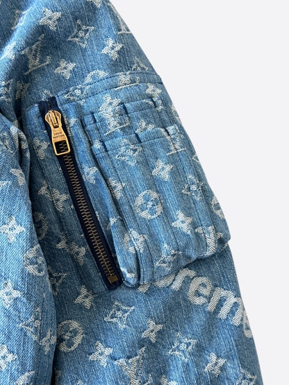 Louis Vuitton Supreme Blue Monogram Denim Parka