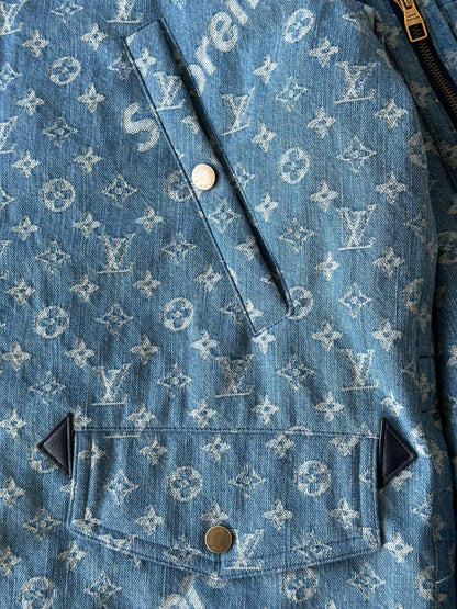 Louis Vuitton Supreme Blue Monogram Denim Parka