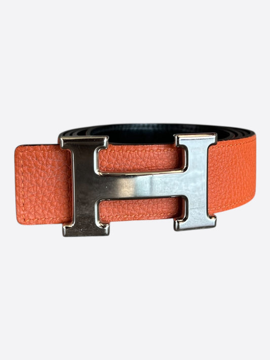 Hermes Orange & Black Reversible H Belt