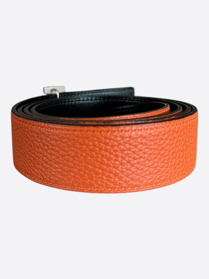 Hermes Orange & Black Reversible H Belt