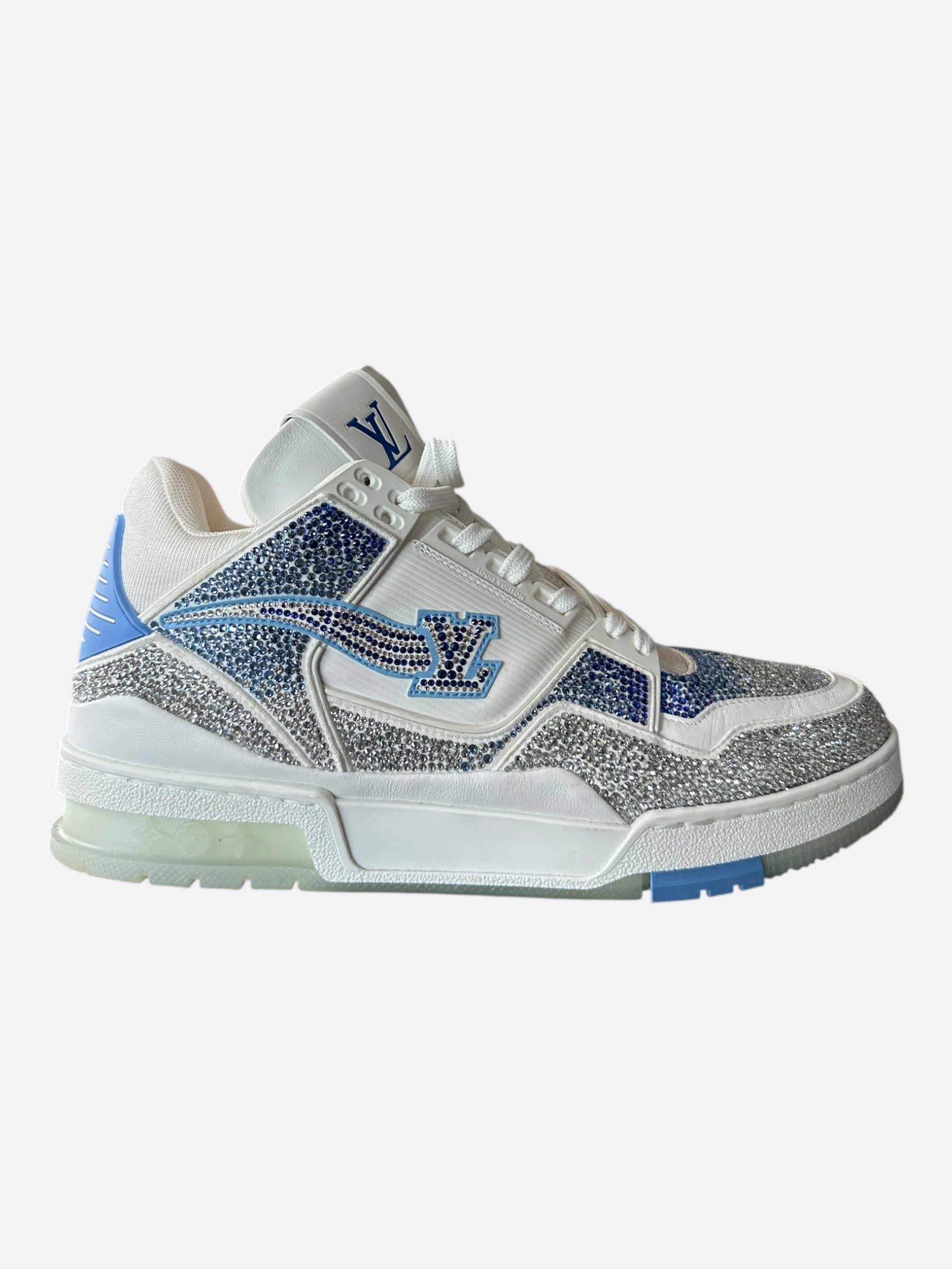 Louis Vuitton Swarovski Blue & White Monogram Hightop Trainers – Savonches