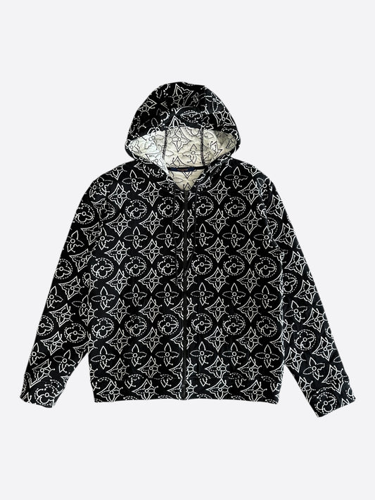 Louis Vuitton Black & White NBA Monogram Zip Up Hoodie