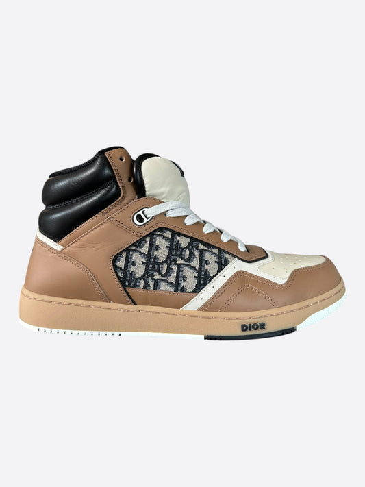 Dior Brown & White Oblique B27 High Top Sneakers