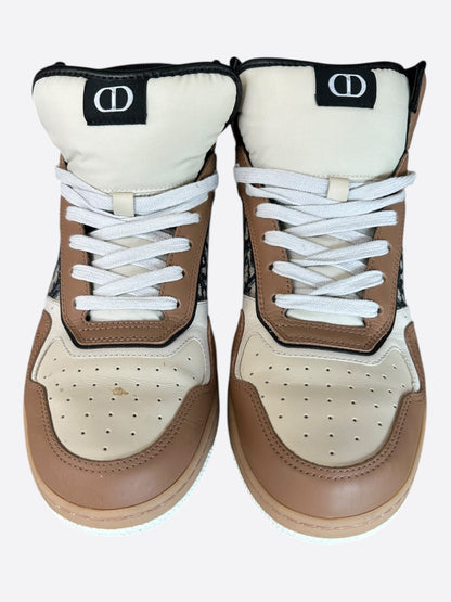 Dior Brown & White Oblique B27 High Top Sneakers