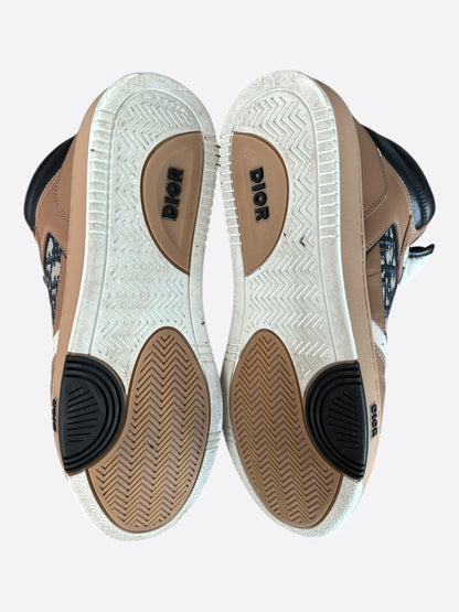 Dior Brown & White Oblique B27 High Top Sneakers