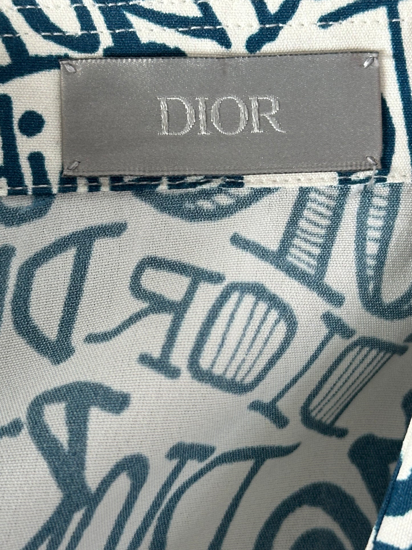 Dior White & Blue Stussy All Over Print Button Up Shirt