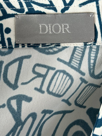 Dior White & Blue Stussy All Over Print Button Up Shirt