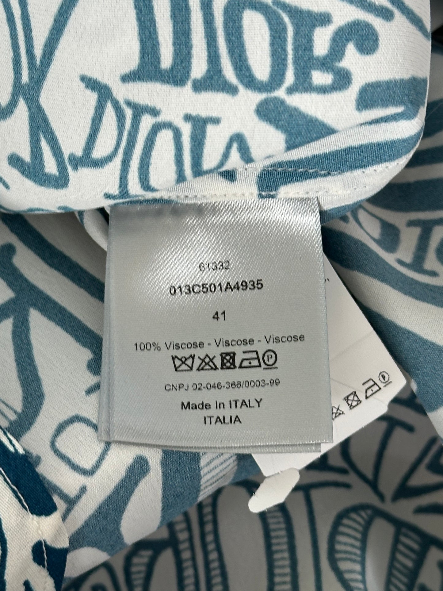 Dior White & Blue Stussy All Over Print Button Up Shirt