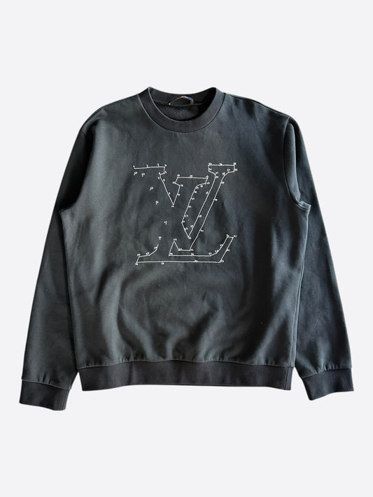 Louis Vuitton Black & White LV Stitch Logo Sweater