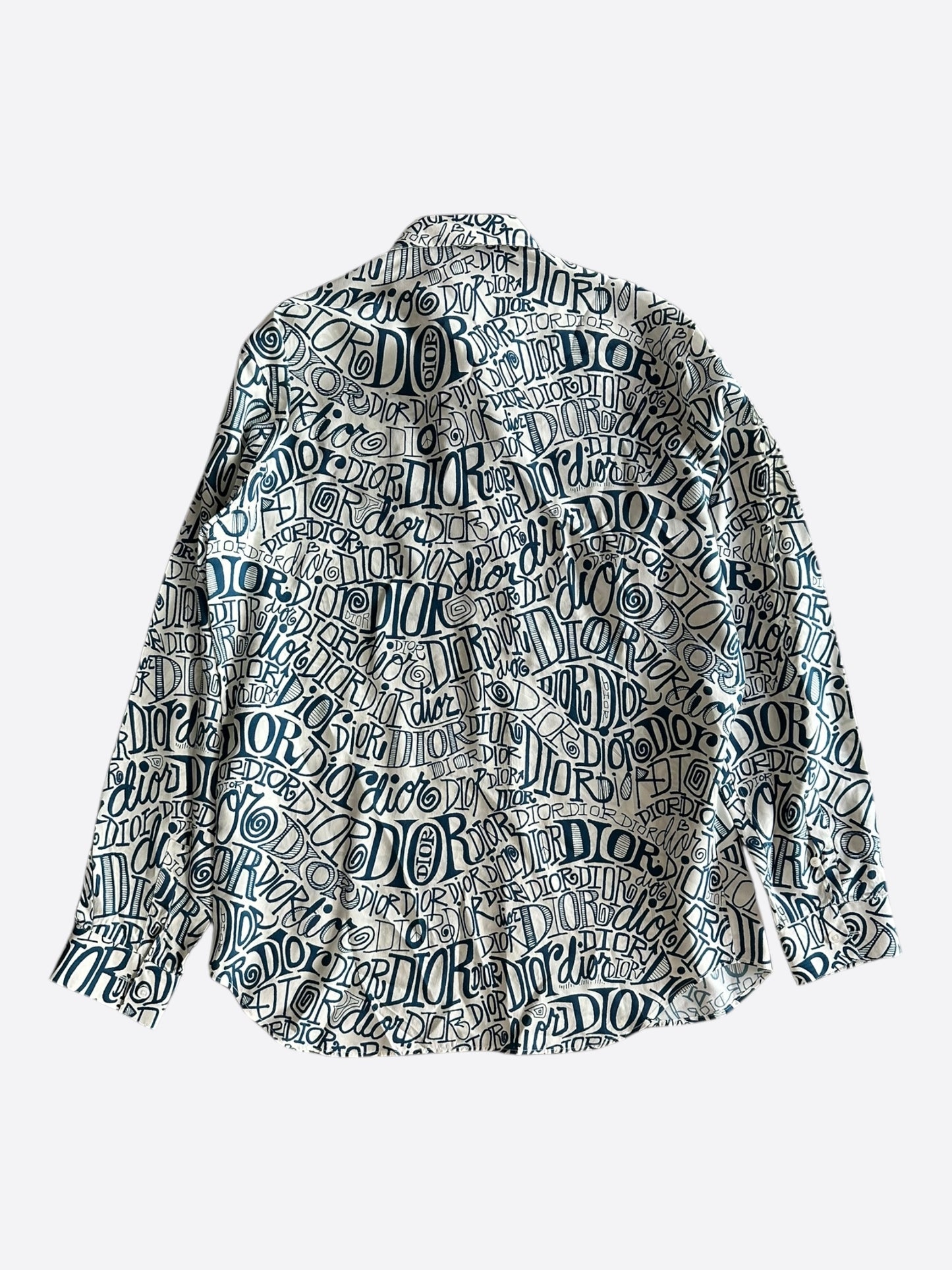 Dior White & Blue Stussy All Over Print Button Up Shirt
