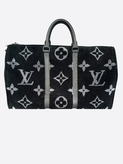 Louis Vuitton Black Monogram Tuffetage Keepall