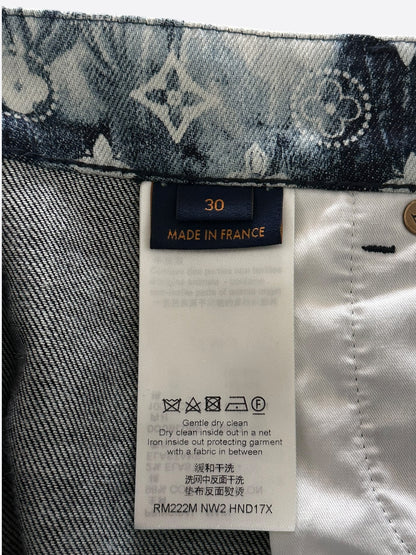Louis Vuitton Blue Bleached Bandana Monogram Denim Shorts