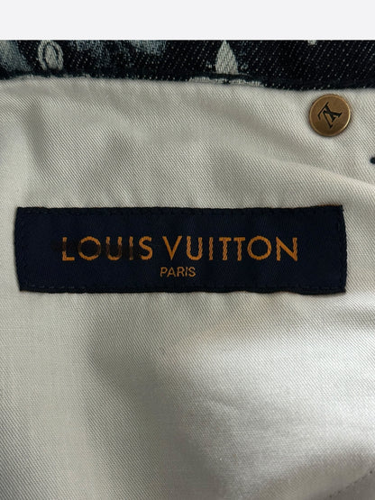 Louis Vuitton Blue Bleached Bandana Monogram Denim Shorts