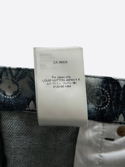 Louis Vuitton Blue Bleached Bandana Monogram Denim Shorts