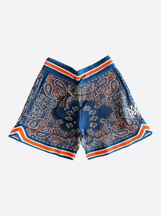 Amiri New York Exclusive Blue & Orange Bandana Basketball MA Logo Shorts