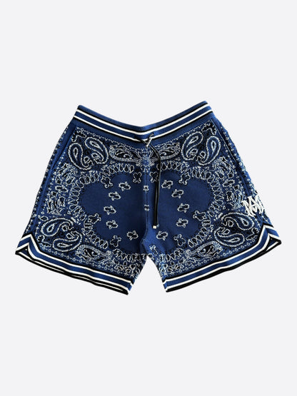 Amiri Blue & White Bandana Basketball MA Logo Shorts