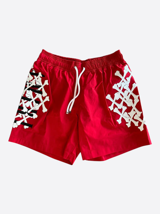 Amiri Red & White  Bones Swimshorts