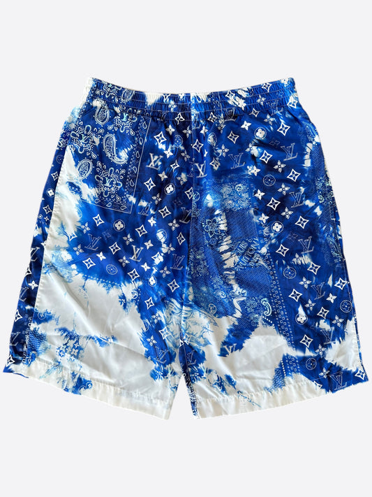 Louis Vuitton Blue Bleached Bandana Monogram Swim Shorts