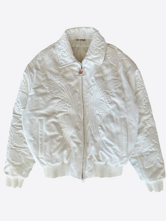 Louis Vuitton White Ornaments Leather Bomber Jacket