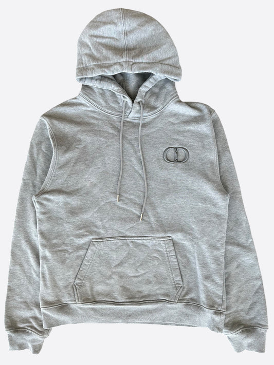 Dior Grey CD Icon Embroidered Logo Hoodie