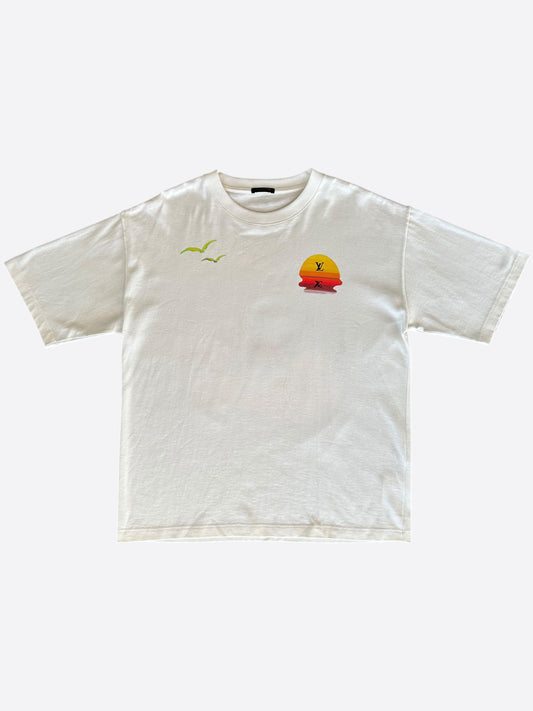 Louis Vuitton White Multicolor Palm Tree Logo T-Shirt