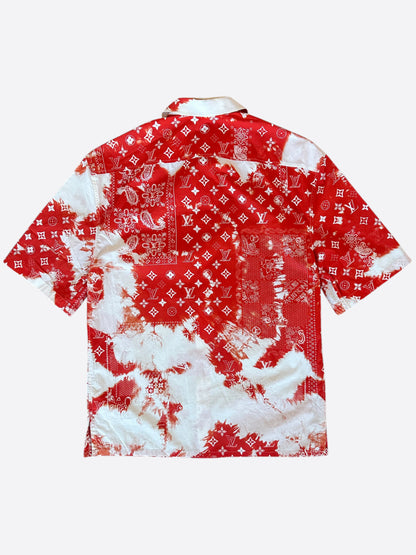 Louis Vuitton Red Bleached Bandana Monogram Button Up Shirt