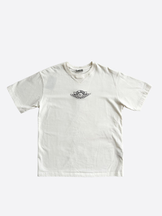 Dior Air Jordan White Embroidered Logo T-Shirt