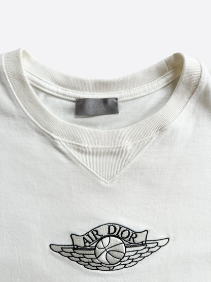 Dior Air Jordan White Embroidered Logo T-Shirt