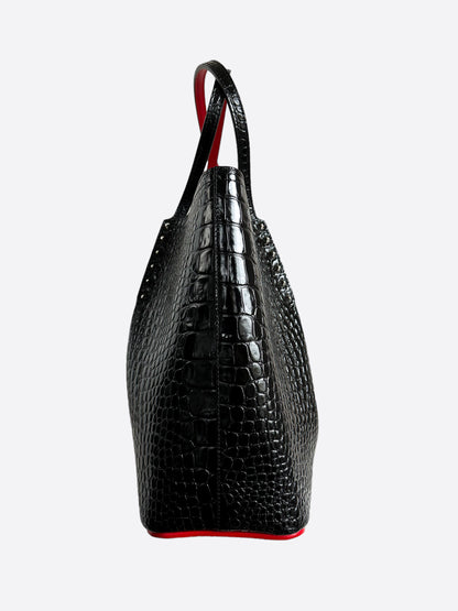 Christian Louboutin Black Embossed Alligator Large Cabarock Bag