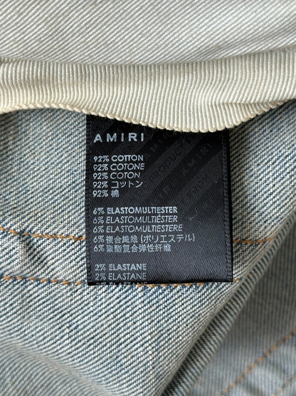 Amiri Clay Indigo Paint Drip Logo Jeans