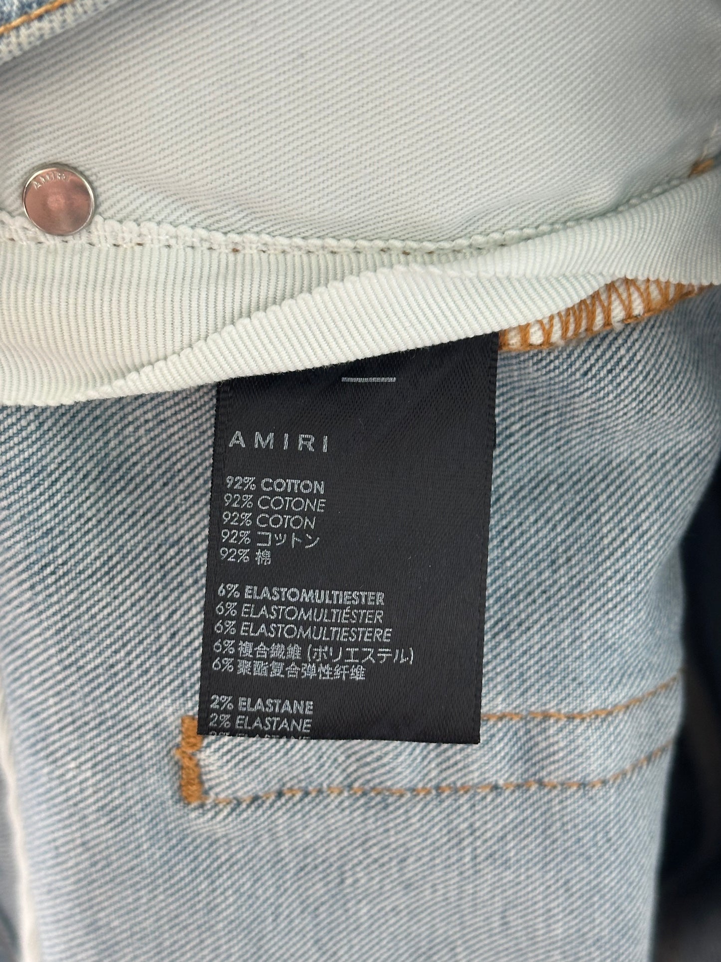 Amiri Indigo & Watercolor MA Logo Jeans