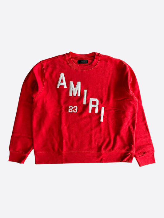 Amiri Red & White Hockey Logo Sweater