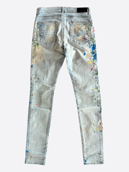 Amiri Light Indigo Distressed Painter Jeans
