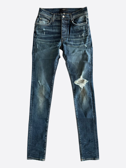 Amiri Deep Indigo Broken Distressed Jeans