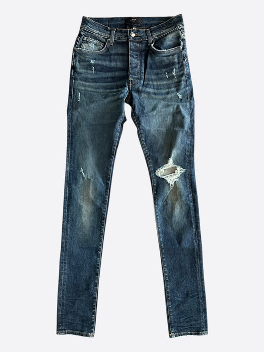 Amiri Deep Indigo Broken Distressed Jeans