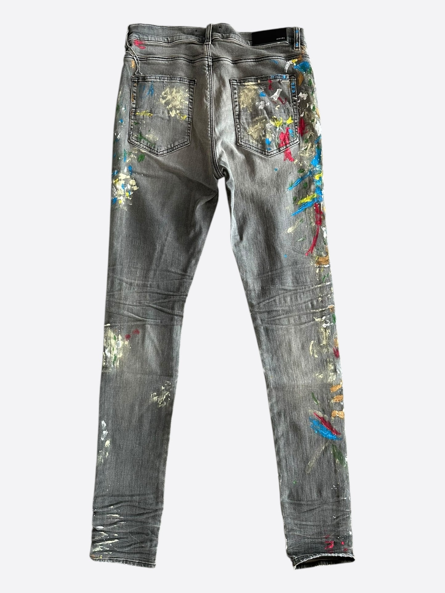 Amiri Grey Distressed Painter Jeans