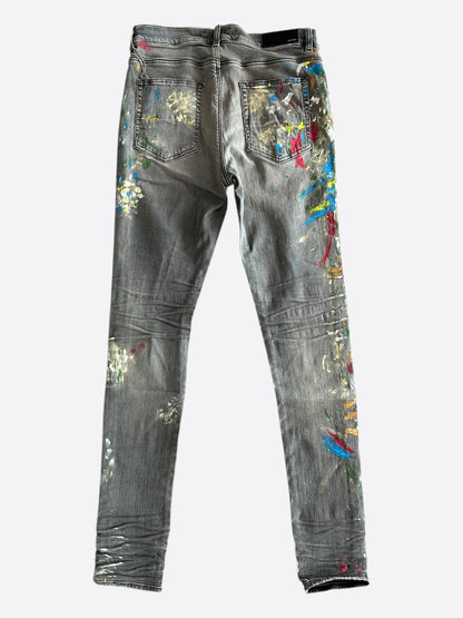 Amiri Grey Distressed Painter Jeans