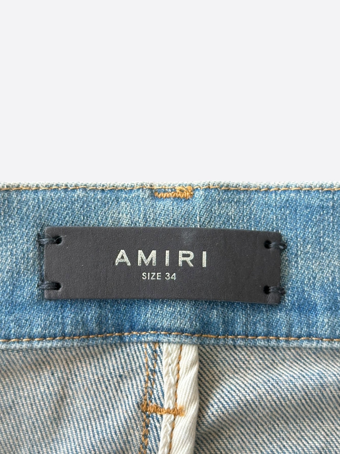 Amiri Clay Indigo Distressed Boro Repair Jeans