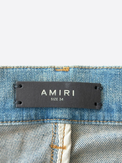 Amiri Clay Indigo Distressed Boro Repair Jeans