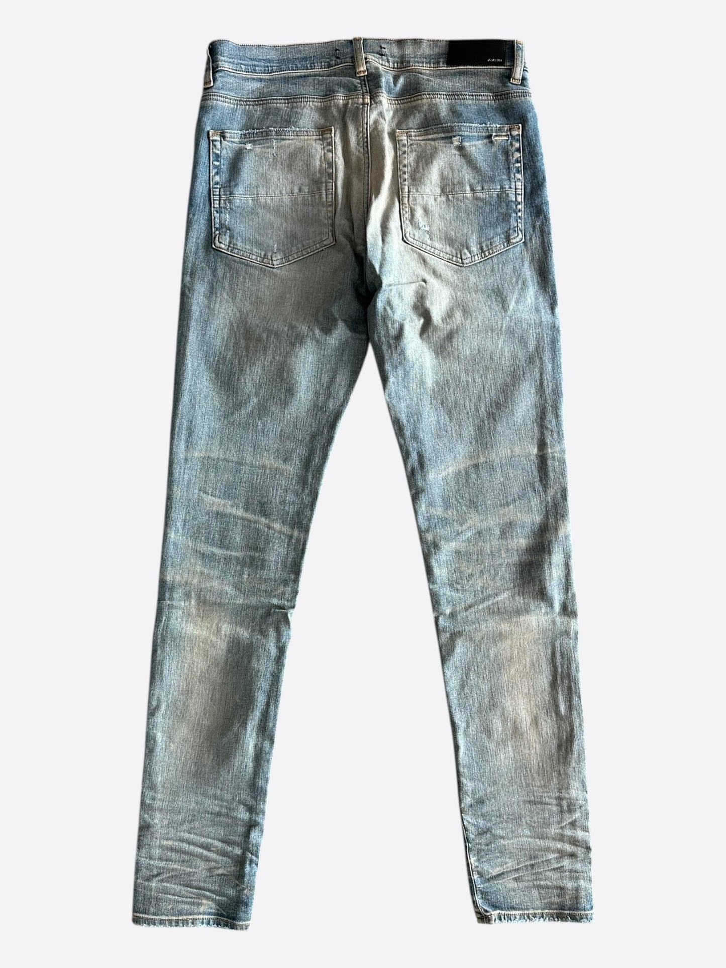 Amiri Clay Indigo Distressed Boro Repair Jeans