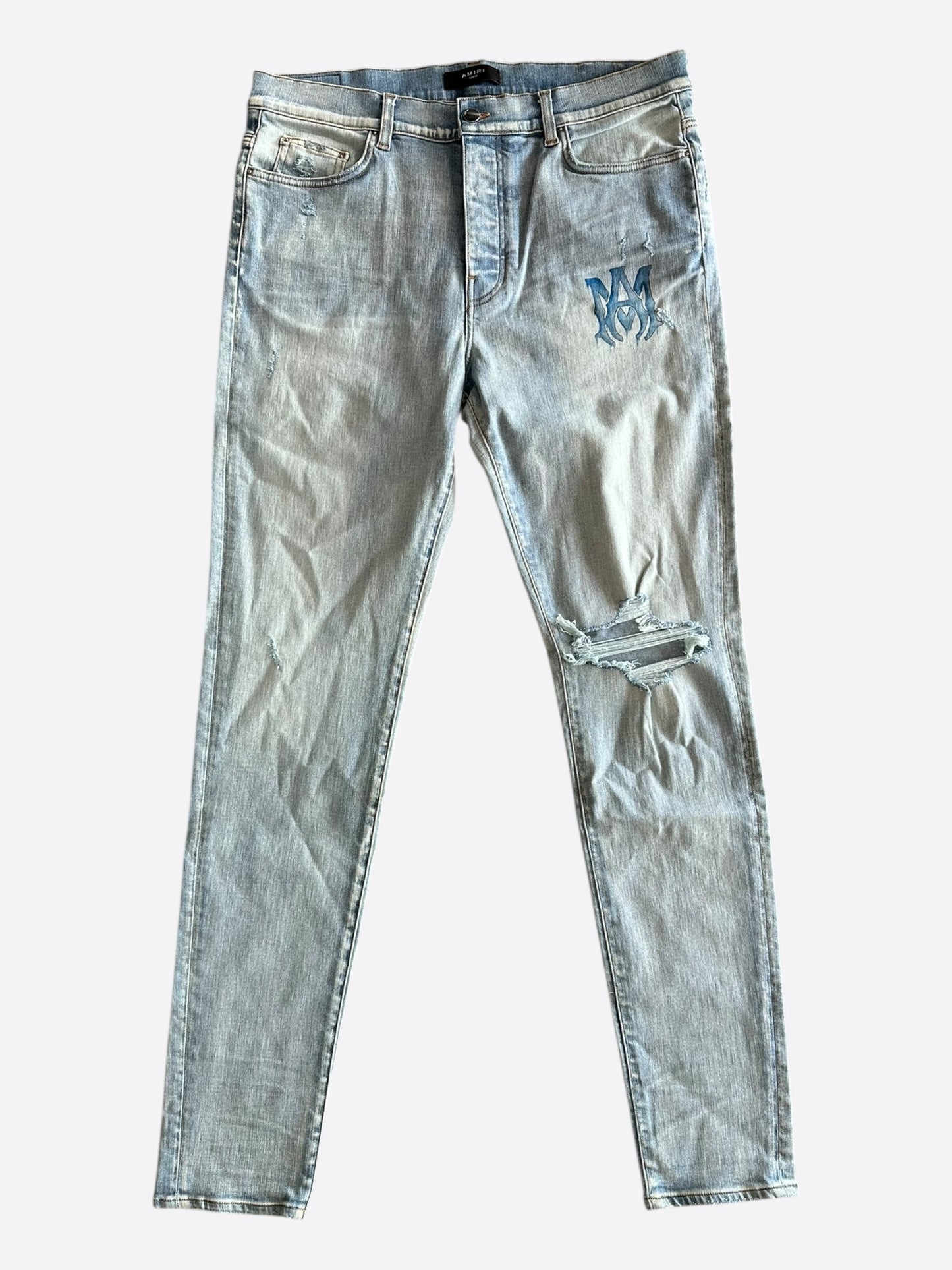 Amiri Indigo & Watercolor MA Logo Jeans