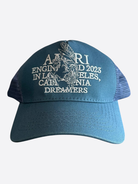 Amiri Blue & White Pegasus Trucker Hat