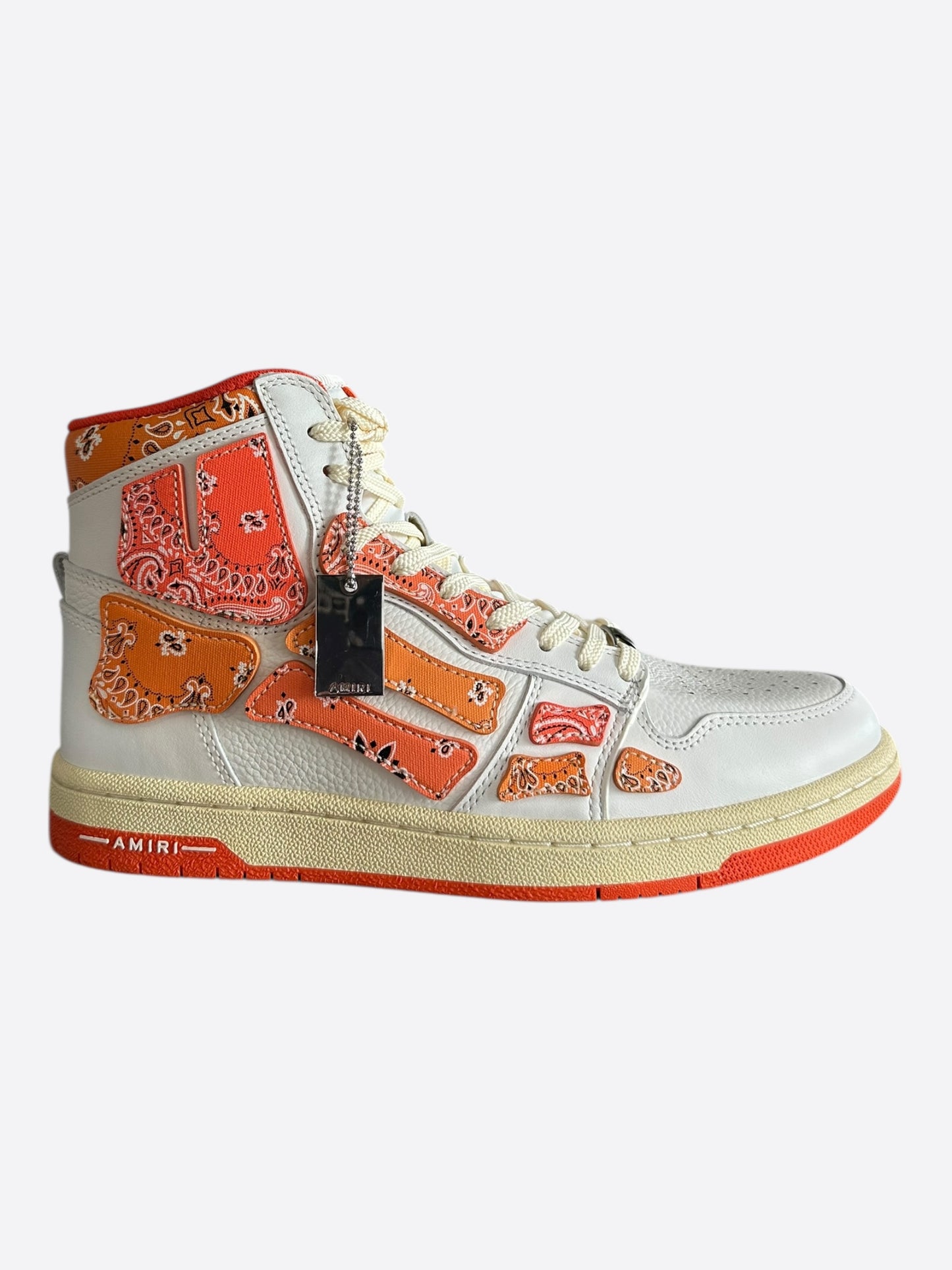 Amiri White & Orange Bandana Skeleton High Tops