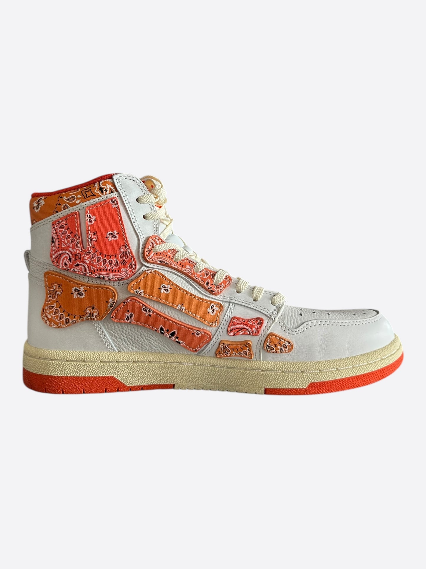 Amiri White & Orange Bandana Skeleton High Tops
